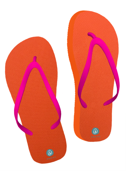 Orange soles and pink straps