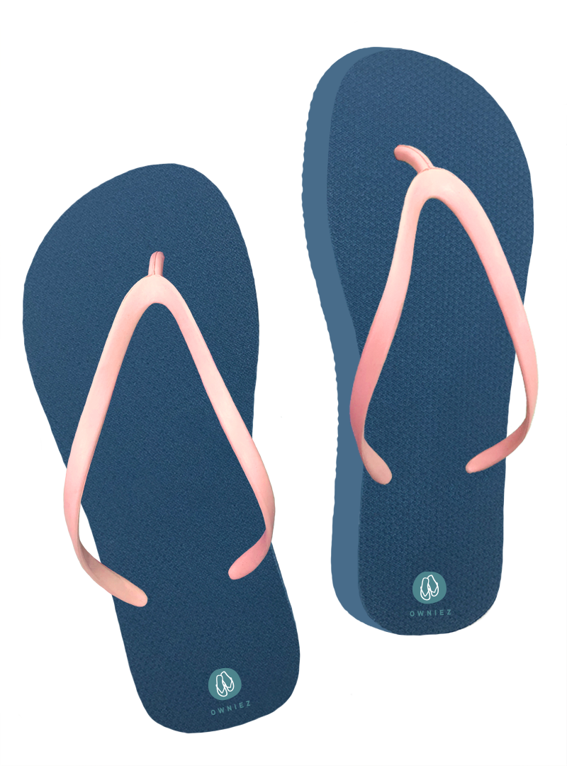 Teal soles and peach straps
