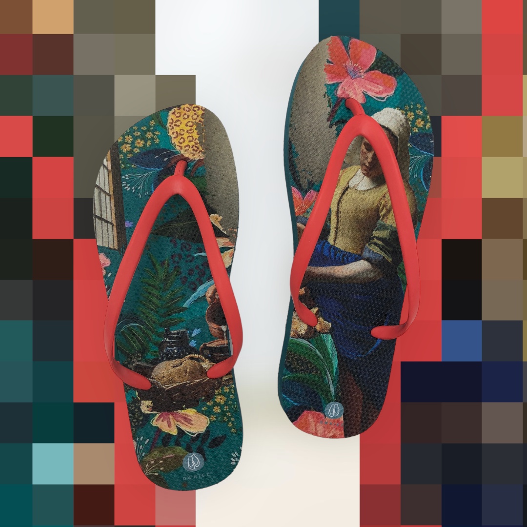 Milkmaid - art on flip flops