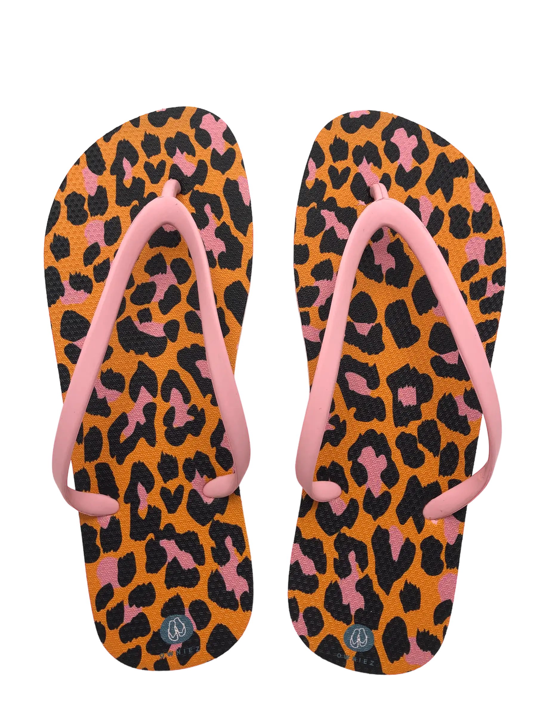 Owniez Flip Flops - Orange Leopard